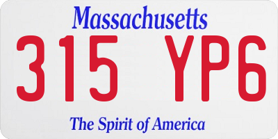 MA license plate 315YP6