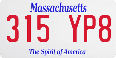 MA license plate 315YP8