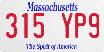 MA license plate 315YP9