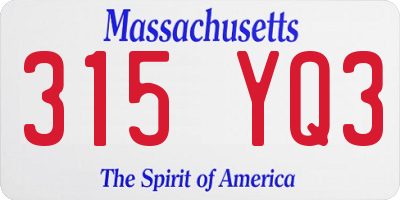 MA license plate 315YQ3