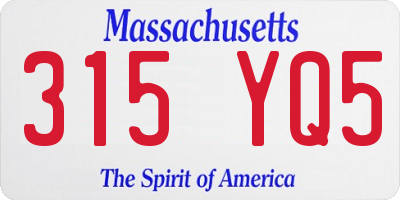 MA license plate 315YQ5