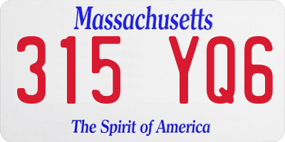 MA license plate 315YQ6