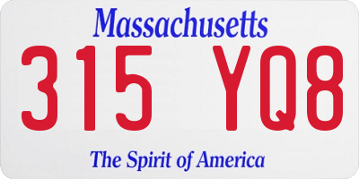 MA license plate 315YQ8