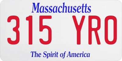 MA license plate 315YR0