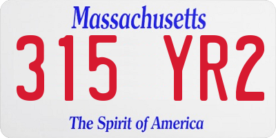 MA license plate 315YR2