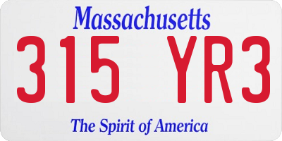 MA license plate 315YR3