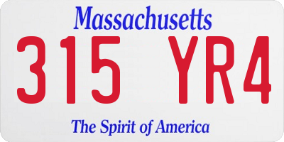 MA license plate 315YR4