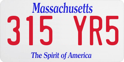 MA license plate 315YR5