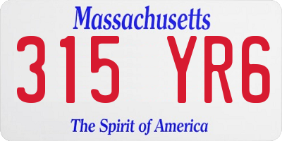 MA license plate 315YR6