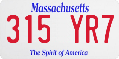 MA license plate 315YR7