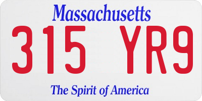 MA license plate 315YR9