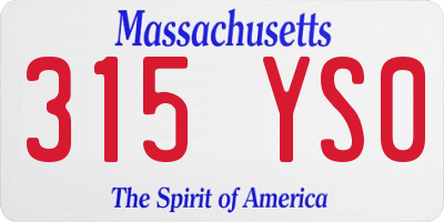 MA license plate 315YS0