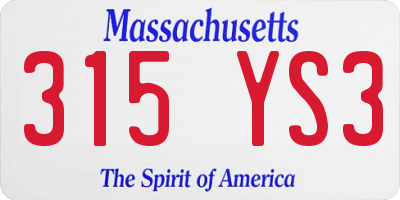MA license plate 315YS3