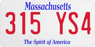 MA license plate 315YS4