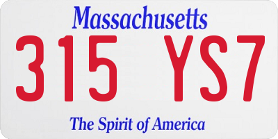 MA license plate 315YS7