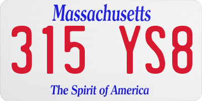 MA license plate 315YS8