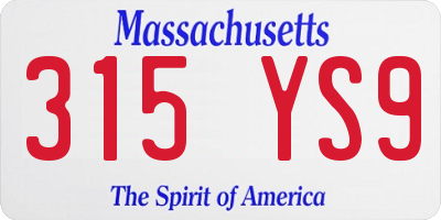 MA license plate 315YS9