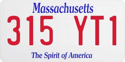MA license plate 315YT1