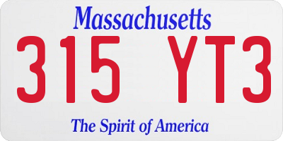 MA license plate 315YT3