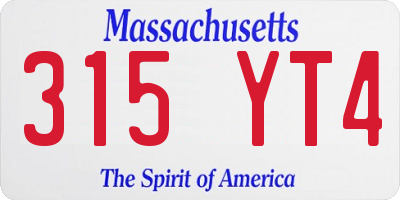 MA license plate 315YT4