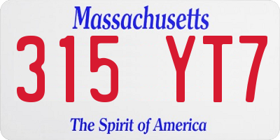 MA license plate 315YT7