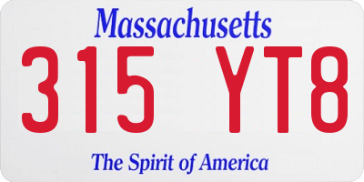 MA license plate 315YT8