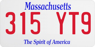 MA license plate 315YT9