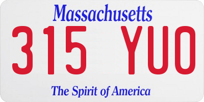 MA license plate 315YU0