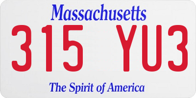 MA license plate 315YU3