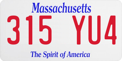 MA license plate 315YU4