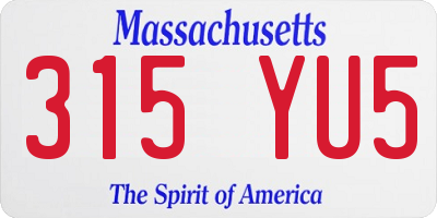 MA license plate 315YU5