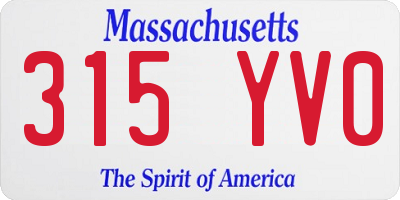 MA license plate 315YV0