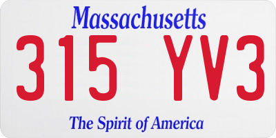 MA license plate 315YV3