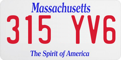 MA license plate 315YV6