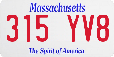 MA license plate 315YV8