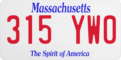 MA license plate 315YW0