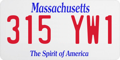 MA license plate 315YW1