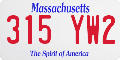 MA license plate 315YW2