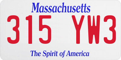 MA license plate 315YW3