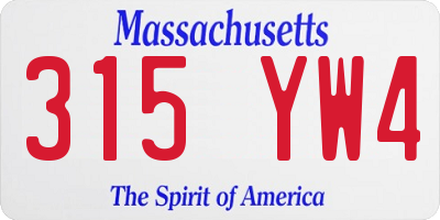 MA license plate 315YW4