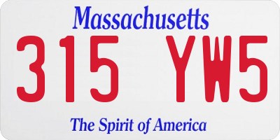 MA license plate 315YW5
