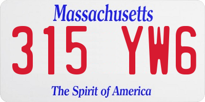 MA license plate 315YW6
