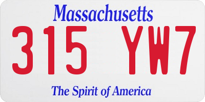 MA license plate 315YW7