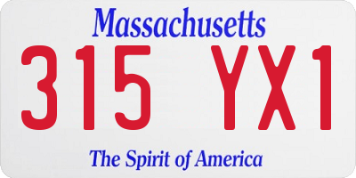 MA license plate 315YX1