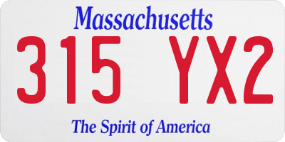 MA license plate 315YX2