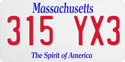 MA license plate 315YX3