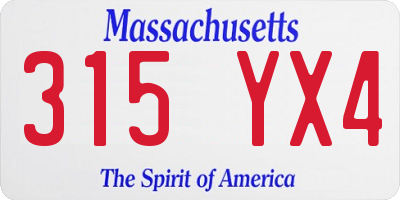 MA license plate 315YX4