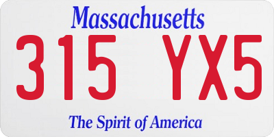 MA license plate 315YX5