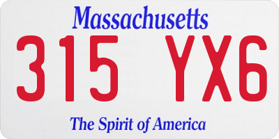 MA license plate 315YX6