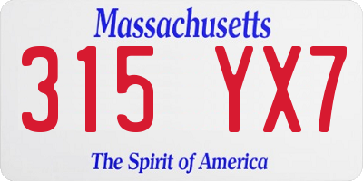 MA license plate 315YX7
